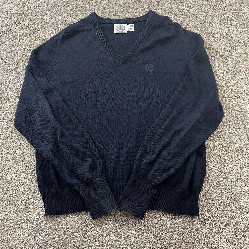 American Vintage Cape Isle Knitters Sweater Men Large Navy Knit Dadcore USA Made